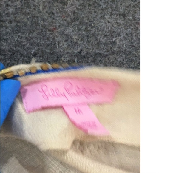 Lilly Pulitzer Cream Tunic with Blue and Yellow Embroidery 3/4 Sleeve - Picture 5 of 5